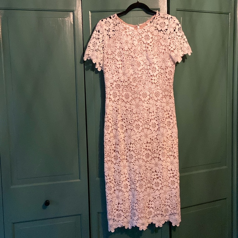 White Shoshanna sheath dress with nude lining. Bought at Nordstrom, never worn.